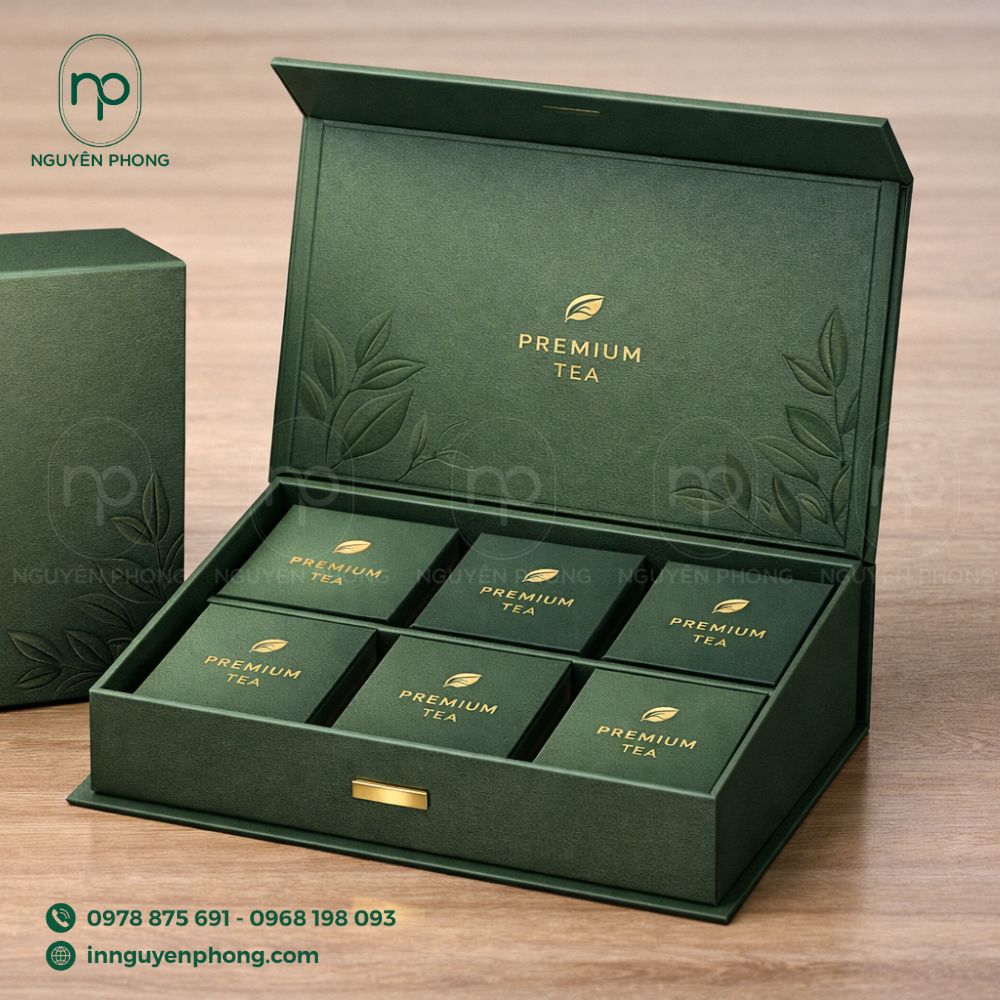 In hộp nắp nam châm đựng trà